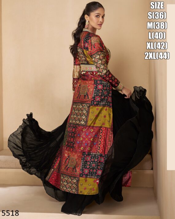 Buy Our Latest Collection a Real Georgette Embroidered With Ethnic Traditional Wear Silk Jacket And Gown Set