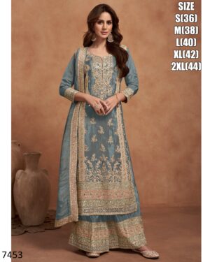 Introducing Our New Exclusive Embroidery Work Glossy Simar Silk Salwar Kameez Collection