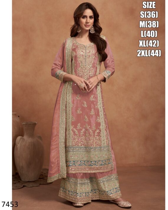 Introducing Our New Exclusive Embroidery Work Glossy Simar Silk Salwar Kameez Collection