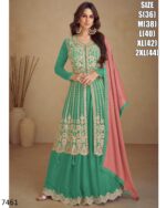 Shop This Attractive Real Chinon Salwar Kameez (Top Plazo Set) With Embroidery Work As Per Your Choice