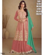 Shop This Attractive Real Chinon Salwar Kameez (Top Plazo Set) With Embroidery Work As Per Your Choice