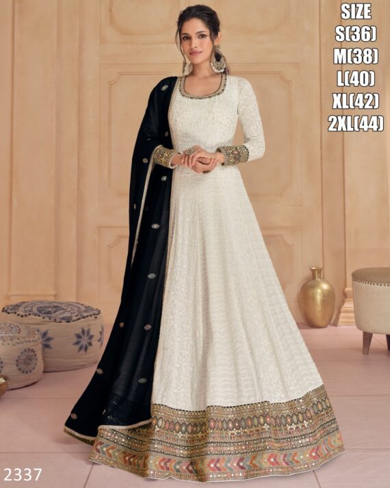 Exquisite And Exclusive Embroidery Work For Party Wear Our Stylish Georgette Gown With A Dupatta
