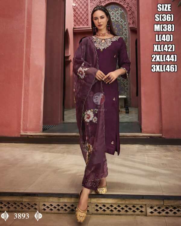 Crafted From Lustrous Dola Silk, This Includes a Kurti Set That Exudes Luxury Adorned With a Organza Dupatta