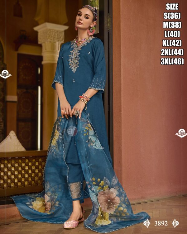 Crafted From Lustrous Dola Silk, This Includes a Kurti Set That Exudes Luxury Adorned With a Organza Dupatta