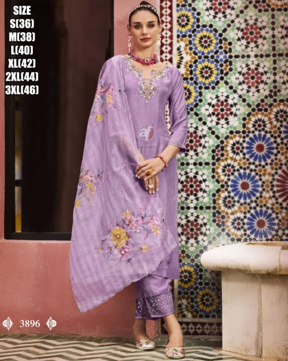 Crafted From Lustrous Dola Silk, This Includes a Kurti Set That Exudes Luxury Adorned With a Organza Dupatta