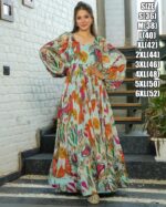 Presents This Beautiful Digital Printed Ethnic Wear Fully Flared Casual Gown Set Collection
