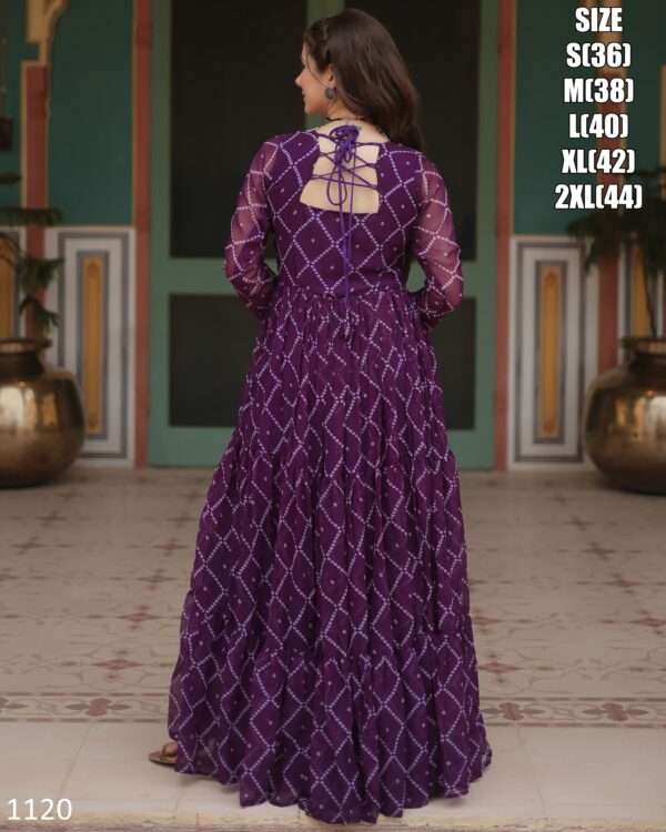 Latest Designer Pure Bandhani Print Work With Kutchi Patch Work Anarkali Gown Special For Navratri