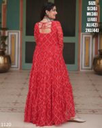 Latest Designer Pure Bandhani Print Work With Kutchi Patch Work Anarkali Gown Special For Navratri