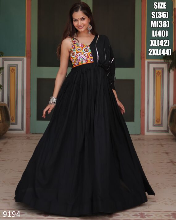 Ready To Wear The Indian Style Rayon Gowns In Raas Garba In Navratri Wear