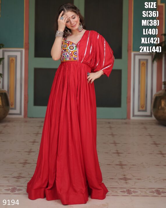 Ready To Wear The Indian Style Rayon Gowns In Raas Garba In Navratri Wear