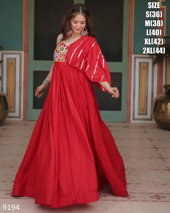 Ready To Wear The Indian Style Rayon Gowns In Raas Garba In Navratri Wear