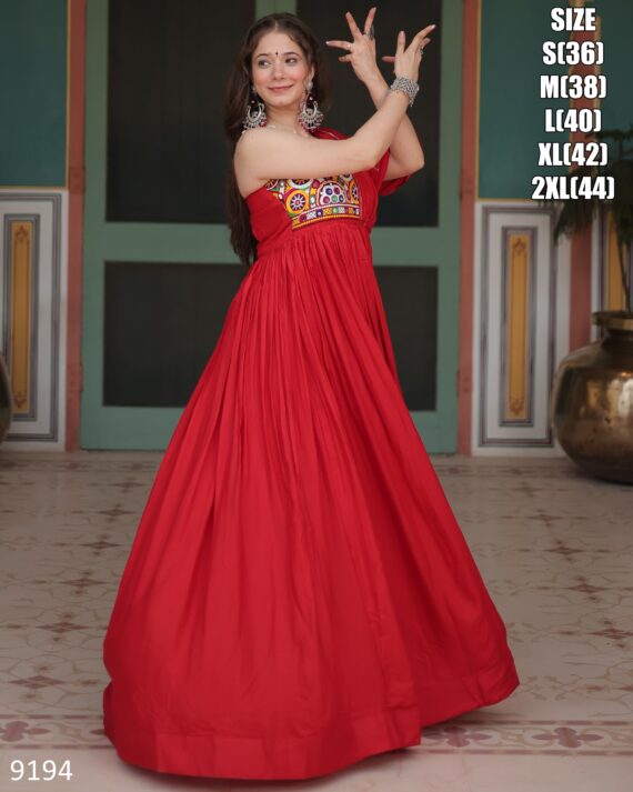 Ready To Wear The Indian Style Rayon Gowns In Raas Garba In Navratri Wear