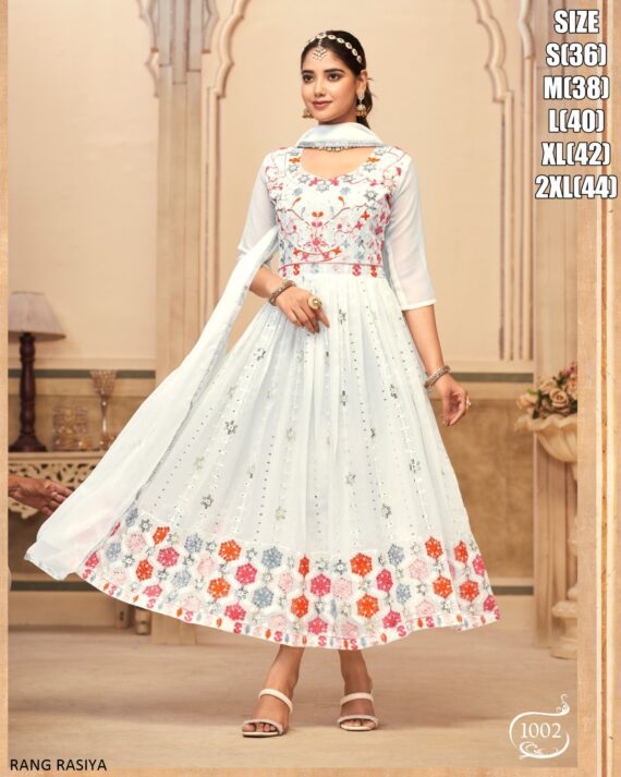 Presenting Wedding Wear Heavy Faux Georgette Stitched Gown With Dupatta