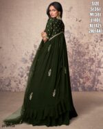 Classy Wedding Wear Long Trail Women's Gown With White Embroidery Work