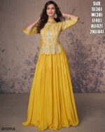 Classy Wedding Wear Long Trail Women's Gown With White Embroidery Work