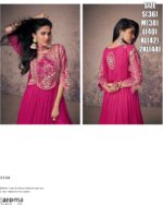 Classy Wedding Wear Long Trail Women's Gown With White Embroidery Work