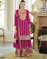 Pretty Purple And Pink Colours Of Premium Silk Plazo Suits Available For Any Occasions