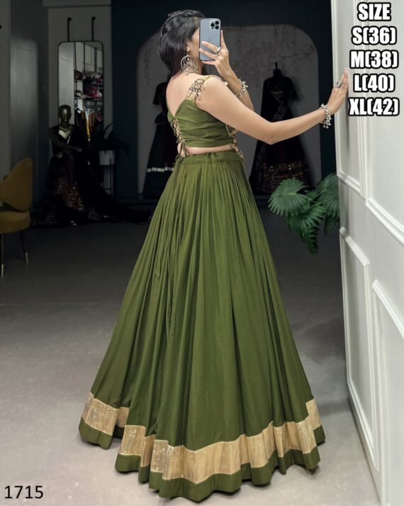 Your Glamorous Look For Festival With Our Semi-Stitched Designer Rayon Lehenga With Blouse For Navratri 2024