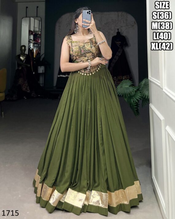 Your Glamorous Look For Festival With Our Semi-Stitched Designer Rayon Lehenga With Blouse For Navratri 2024