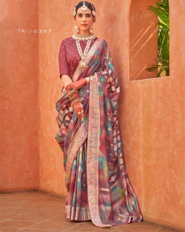 An Exclusive Collection Of Indian Sarees For Women, Foil Print Design With Aqua Finish Un-Stitch Sarees