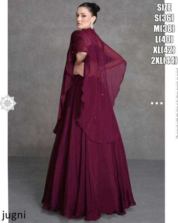 Modern Women Outfit That Combines a Cropped Blouse (top) With a Flared Skirt (lehenga) And Shrug