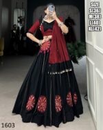 Black Colour Pure Cotton Plain With Mirror And Gamthi Patch Work Navratri Special Lehenga Choli Set
