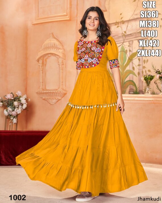 Ready To Wear Is Two Piece Set Heavy Rayon Skirt And Beautiful Designer Backless Top In This Navratri Festival