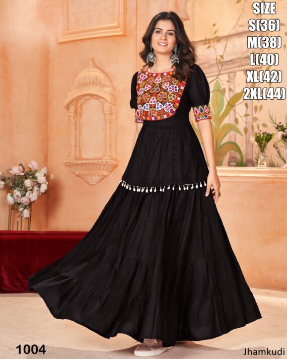 Ready To Wear Is Two Piece Set Heavy Rayon Skirt And Beautiful Designer Backless Top In This Navratri Festival