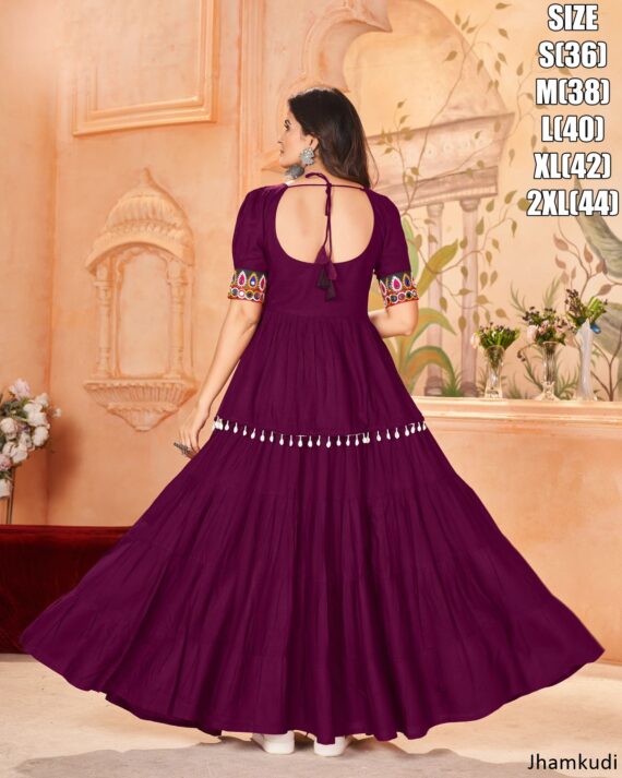 Ready To Wear Is Two Piece Set Heavy Rayon Skirt And Beautiful Designer Backless Top In This Navratri Festival