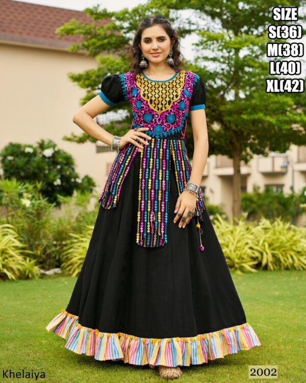 Colourful Skirt Paired With Embroidery Stylish Choli For Navratri In Raas Garba Wear