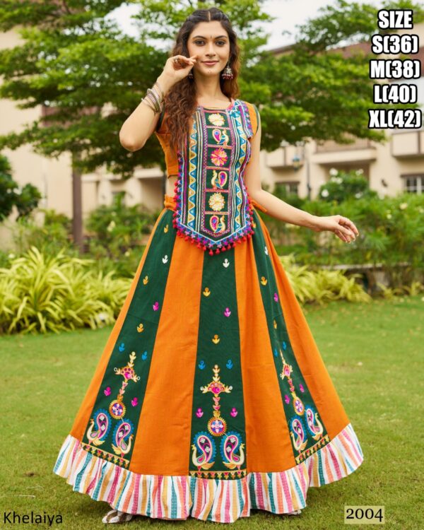 Colourful Skirt Paired With Embroidery Stylish Choli For Navratri In Raas Garba Wear