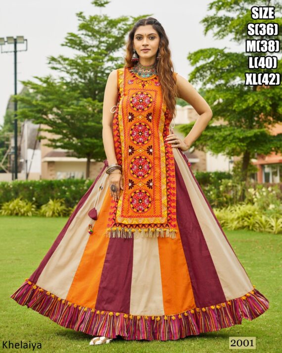 Colourful Skirt Paired With Embroidery Stylish Choli For Navratri In Raas Garba Wear