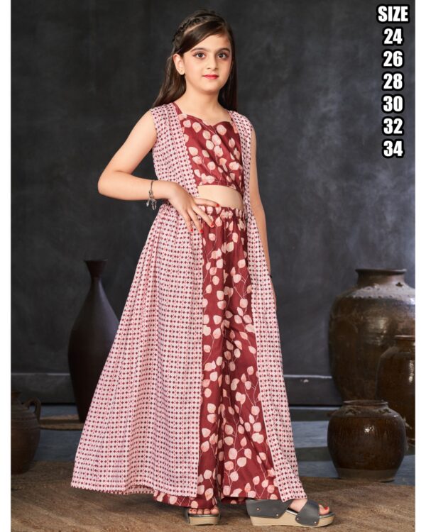 Presents This Stunning Beautiful Digital Printed Ethnic Wear Kids Girl's Three Piece Indo Western Shrug Set Collection