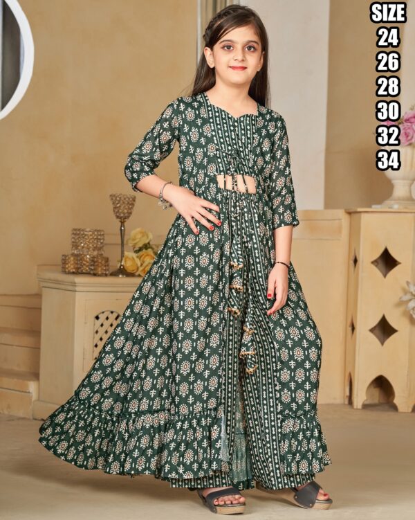 Presents This Stunning Beautiful Digital Printed Ethnic Wear Kids Girl's Three Piece Indo Western Shrug Set Collection