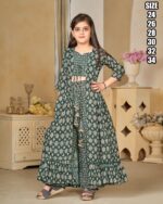 Presents This Stunning Beautiful Digital Printed Ethnic Wear Kids Girl's Three Piece Indo Western Shrug Set Collection