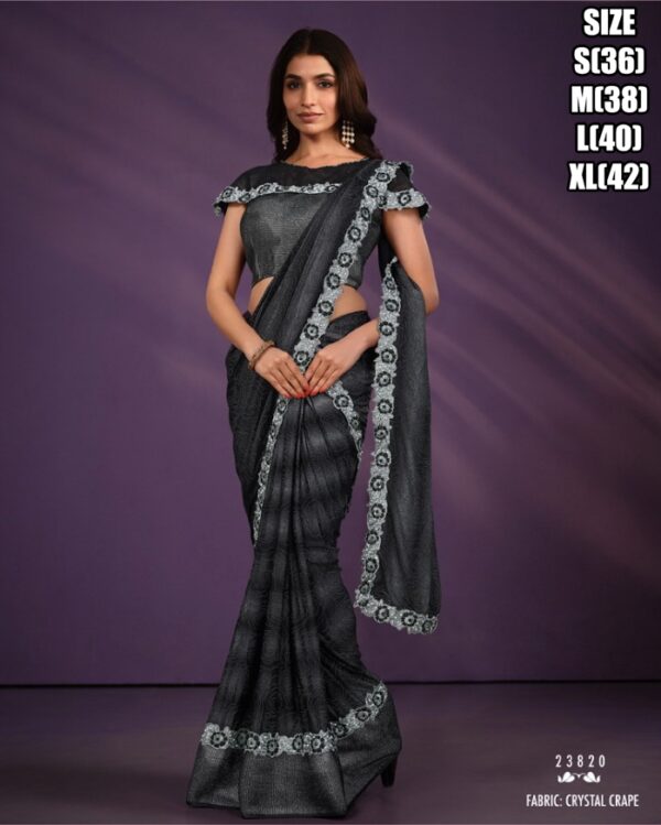 Trending Style New Fancy Party Wear Designer Ready To Wear Sarees And Full Stitched Blouse