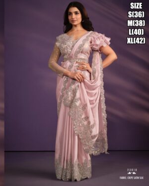 Trending Style New Fancy Party Wear Designer Ready To Wear Sarees And Full Stitched Blouse