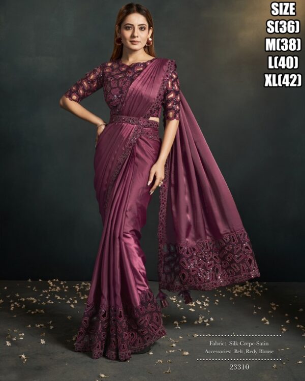 Trending Style New Fancy Party Wear Designer Ready To Wear Sarees And Full Stitched Blouse