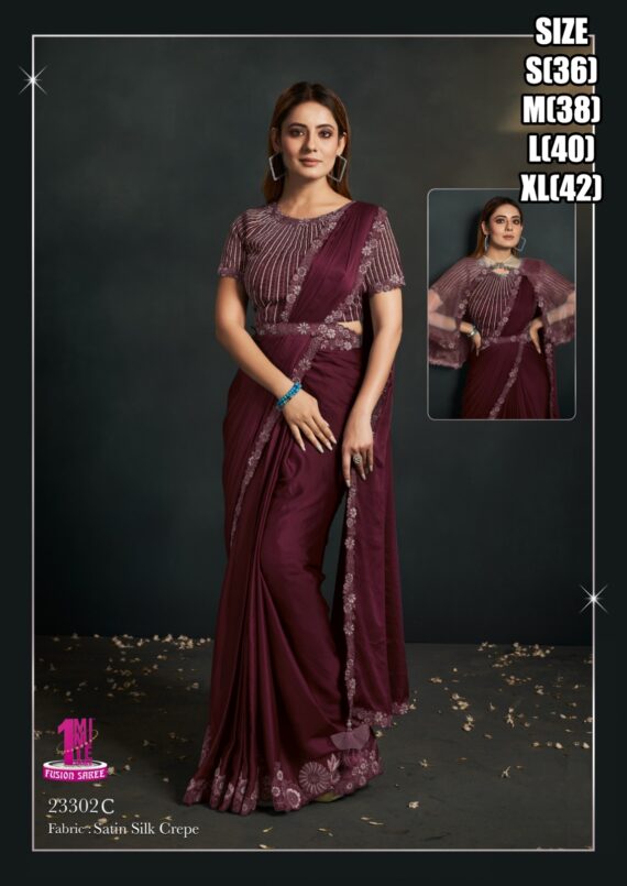 Trending Style New Fancy Party Wear Designer Ready To Wear Sarees And Full Stitched Blouse