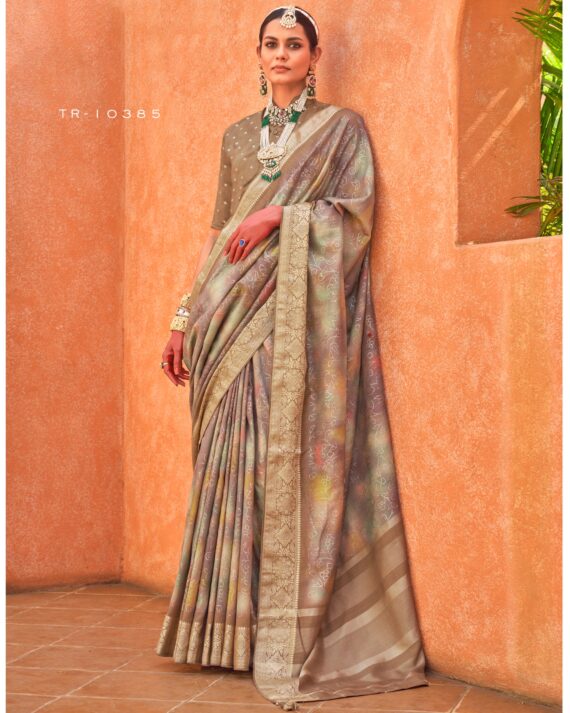 An Exclusive Collection Of Indian Sarees For Women, Foil Print Design With Aqua Finish Un-Stitch Sarees