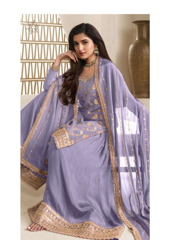 Attractive Variety Of Our Classic And Embellished Chinon Jacquard Salwar Kameez (Plazo Suit)