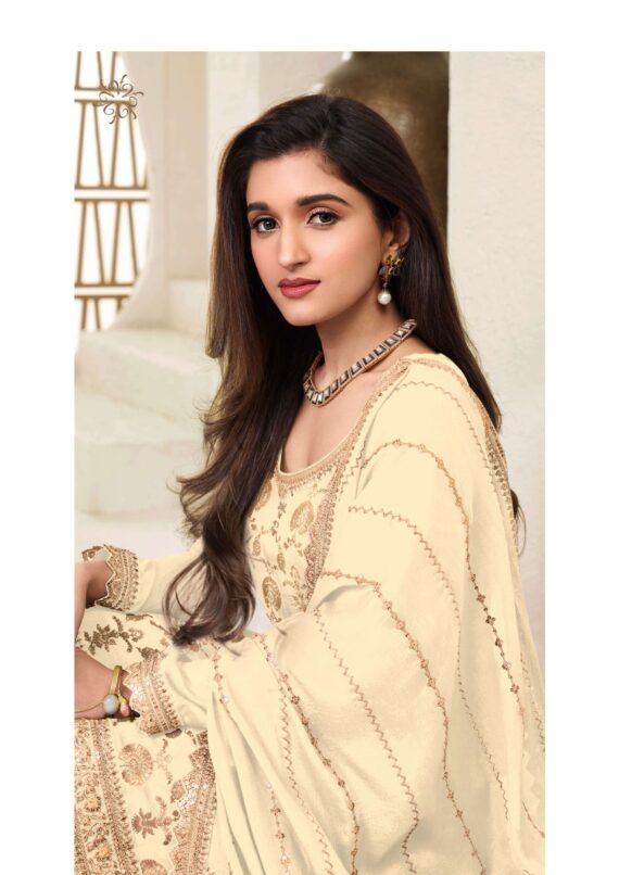 Attractive Variety Of Our Classic And Embellished Chinon Jacquard Salwar Kameez (Plazo Suit)