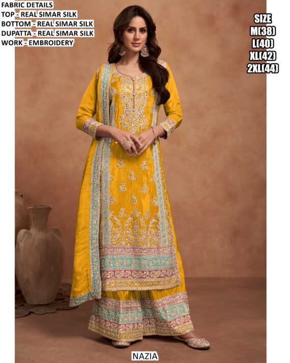 Introducing Our New Exclusive Embroidery Work Glossy Simar Silk Salwar Kameez Collection