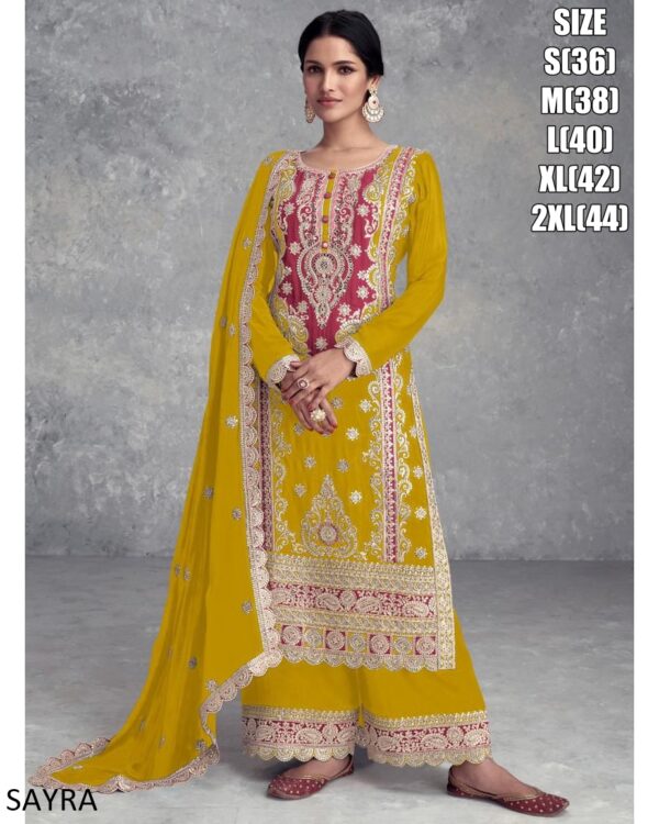 Festival, Wedding And Party Ready To Wear Chinon Fabric Salwar Kameez Embroidery Suit For Women