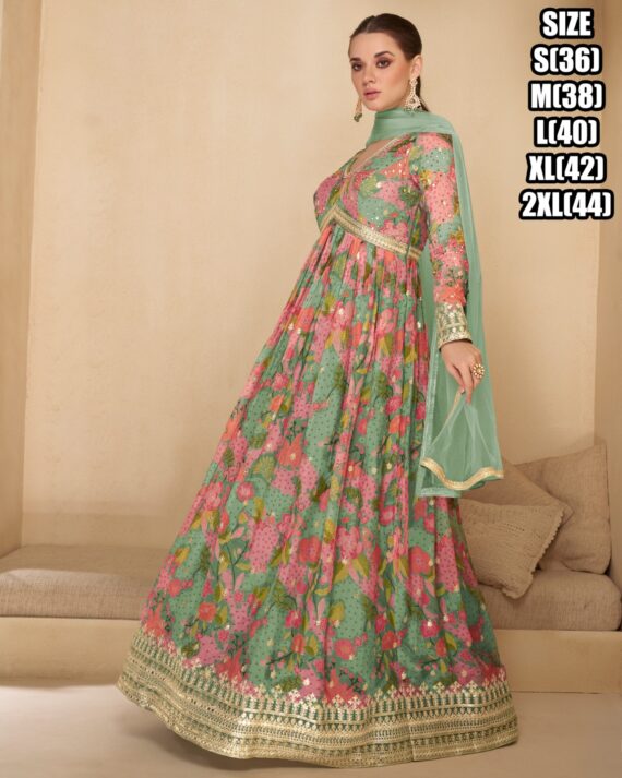 Introducing Our Latest Stitched Georgette Flared Gown In A Variety Of Styles And Designs