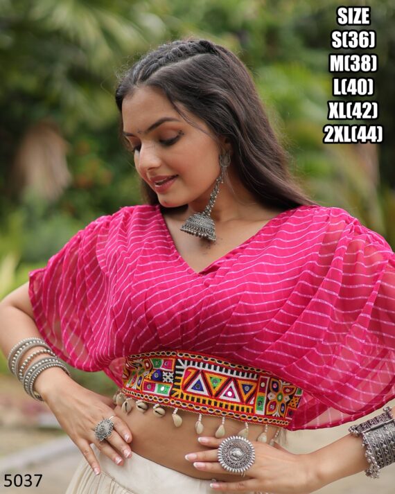 This Outfit Features A Stylish Crop Top Made From Soft Cotton A Paired With A Lehenga, This Is Perfect For Navratri