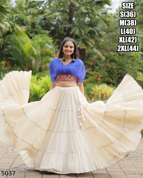 This Outfit Features A Stylish Crop Top Made From Soft Cotton A Paired With A Lehenga, This Is Perfect For Navratri
