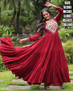 Special Navratri Season Traditional Kutchi Gamthi Work Rayon Indian Gowns