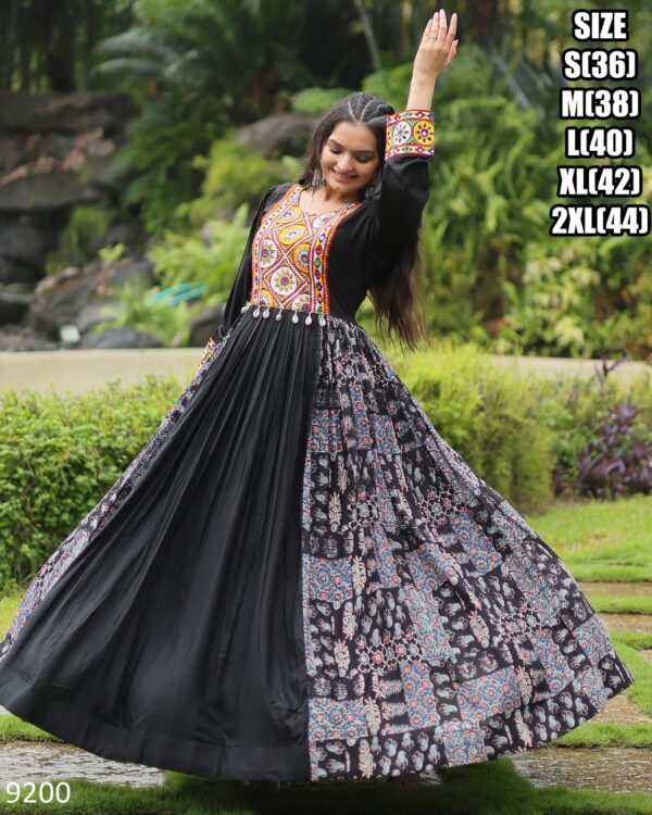 Special Navratri Season Traditional Kutchi Gamthi Work Rayon Indian Gowns