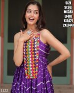 Leheriya Print Work With Kutchi Patchwork Full Flairy Chinon Navratri Anarkali Gown Collection 2024